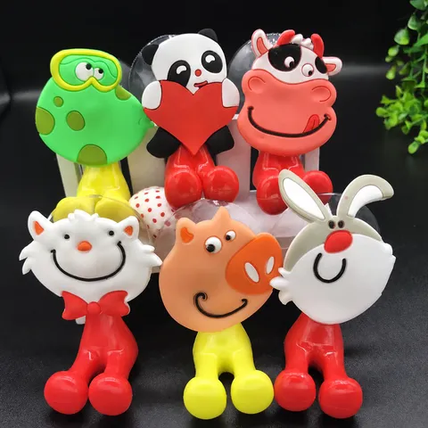 Cartoon Animal Suction Toothbrush Holder Cute Frog Cat Pig Cow Rabbit Bathroom Toothbrush Stand Wall Mounted Storage Rack