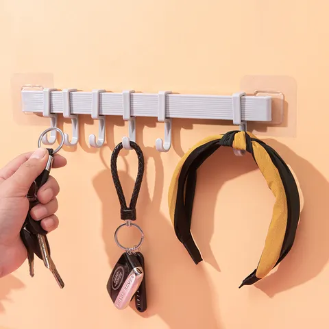 Scaffale da Parete Senza Punzonatura in Plastica PP Stile Nordico Porta Asciugamani Vestiti Organizer Ganci Multipli
