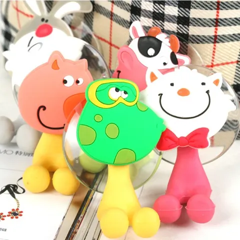 Cartoon Animal Suction Toothbrush Holder Cute Frog Cat Pig Cow Rabbit Bathroom Toothbrush Stand Wall Mounted Storage Rack