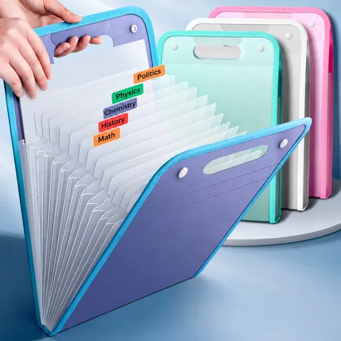 A4 Expandable File Folder 13 Pocket Accordion Document Organizer Portable PP Filing Bag For School Office