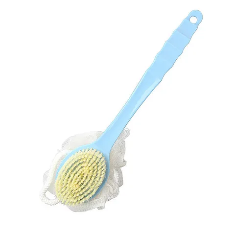 Long Handle Bath Brush Exfoliating Shower Body Scrubber With Soft Bristles And Mesh Bath Sponge For Back Cleaning Daily Use