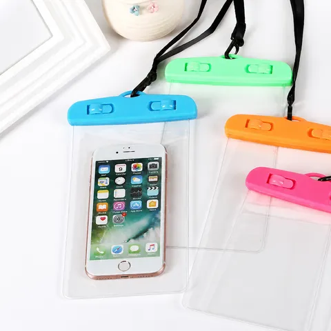 Transparent PVC Waterproof Phone Pouch for Beach and Swimming Universal Dry Bag with Lanyard