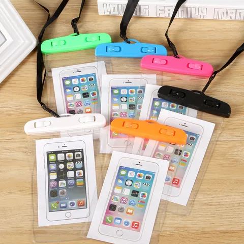 Transparent PVC Waterproof Phone Pouch for Beach and Swimming Universal Dry Bag with Lanyard