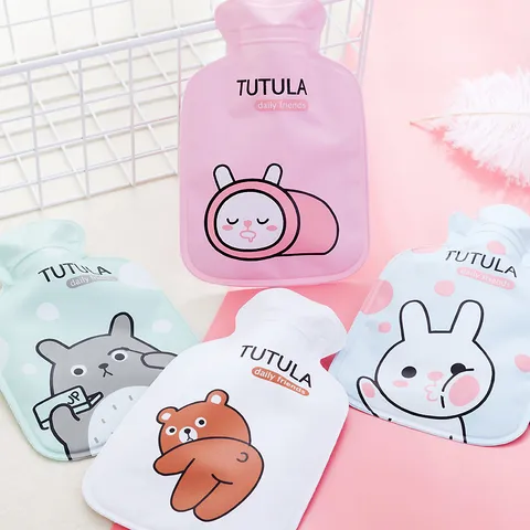 Portable Cartoon Water Injection Hot Water Bag Cute Student Hand Warmer PVC Printed Warm Water Bag Daily Home Gift