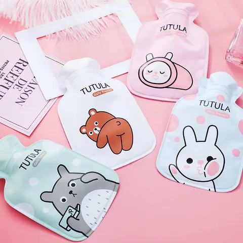 Portable Cartoon Water Injection Hot Water Bag Cute Student Hand Warmer PVC Printed Warm Water Bag Daily Home Gift
