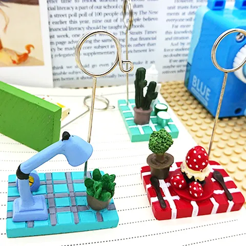 Creative Succulent Plant Resin Desktop Message Clip Photo Card Holder Cute Office Home Decorative Ornament