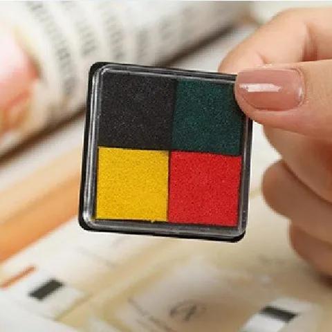 Encreur Quatre Couleurs Créatif Encreur Carré Portable Pour Journaling DIY Tampon Fournitures de Bureau et Scolaires