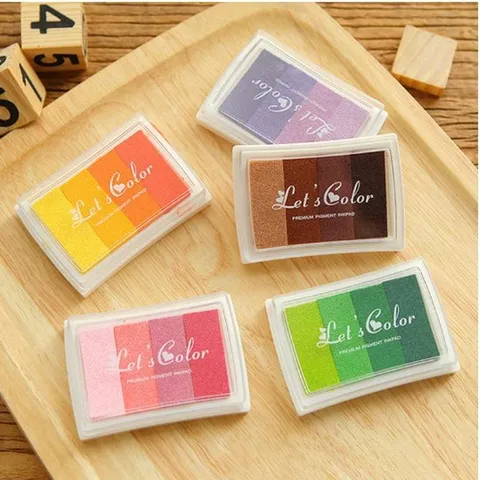 Colorful Gradient Ink Pad Stamp Pad Concave Waist Design Plastic Shell For Scrapbooking DIY Craft Office School Stationery