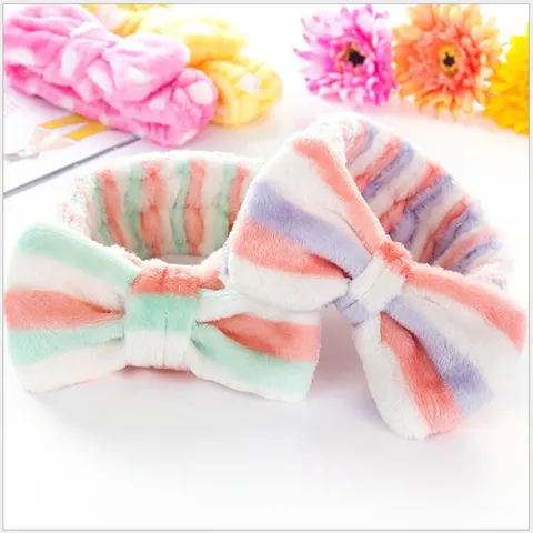 Cute Bow Plush Headband Thickened Coral Fleece Makeup Face Washing Hair Band Soft Women Hair Accessories