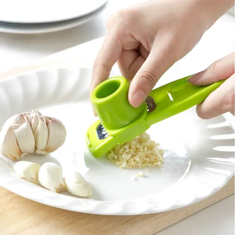 Household Multifunctional Manual Garlic Press Ginger Grinder Stainless Steel PP Kitchen Gadget Garlic Mincer Tool