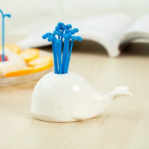 Süßes Beluga Wal Fruchtgabel Set Kreative Tier Fruchtpicker Kunststoff Kleine Gabeln Für Zuhause Party Geschirr