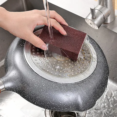Kitchen Cleaning Sponge Emery Scouring Pad Heavy Duty Rust Removal Scrub Sponge For Washing Pots And Bowls