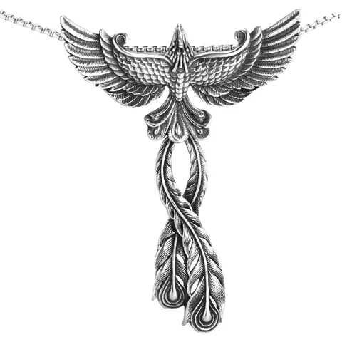 Ciondolo Fenice in Acciaio Inossidabile Hiphop Gotico Punk Retro Animale Uccello Ala Collana Uomo Donna Gioielli