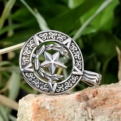 Collana con Ciondolo a Pentacolo in Acciaio Inossidabile Gotico da Uomo Retrò Nodo Celtico Foglie di Alloro Gioielli Tondi