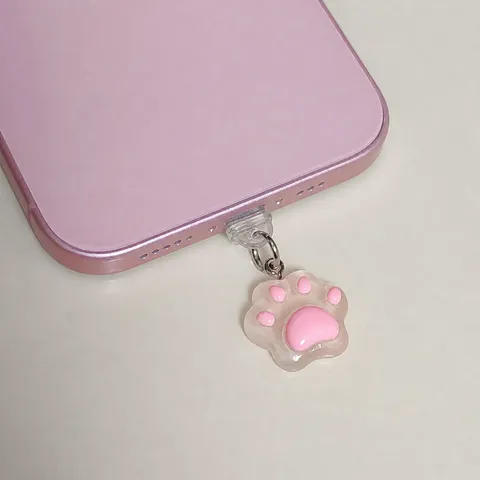Cute Cat Paw Phone Dust Plug Resin Cartoon Phone Charm Charging Port Protector