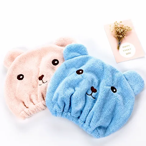 Cartoon Animal Cotton Dry Hair Cap Adult Thickened Absorbent Hair Drying Towel Quick Drying Shower Cap