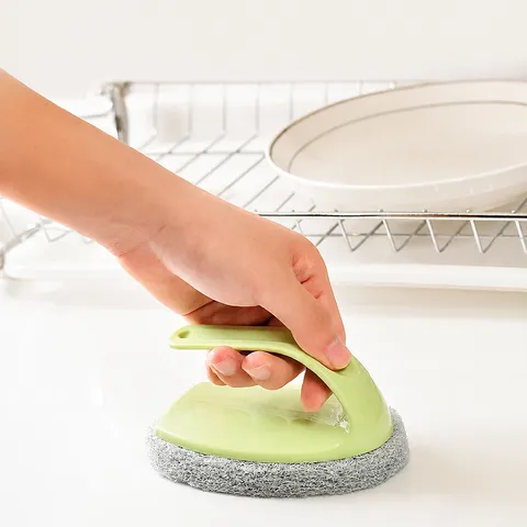 Multi Functional Cleaning Brush With Handle Sponge Eraser For Kitchen Dish Pot Bathroom Tile Household Cleaning Tool