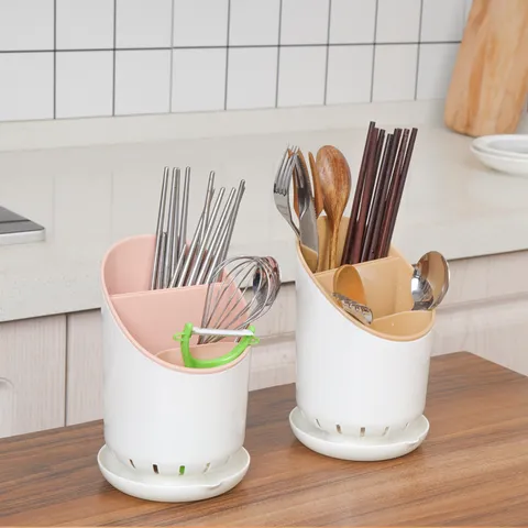 Plastik Stäbchenhalter Küchen Aufbewahrungsregal Segmentierter Abtropf Stäbchenkorb Mit Abtropfschale Modernes Minimalistisches Design