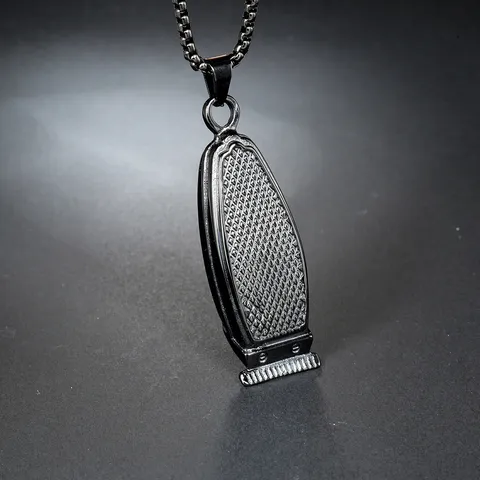 Western Stil Herren Edelstahl Haarschneider Anhänger Halskette Poliert Geometrisch Rasierer Friseur Werkzeug Schmuck Für Männer Täglich Party