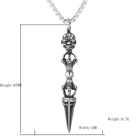 Vintage Stainless Steel Vajra Pestle Pendant For Men Retro Gothic Amulet Pendant Only Without Chain Male Jewelry