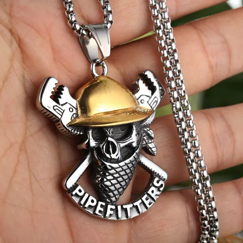 Ciondolo Teschio Pirata in Acciaio Inossidabile Punk Retro da Uomo Senza Catena Gioielli Biker Gotici