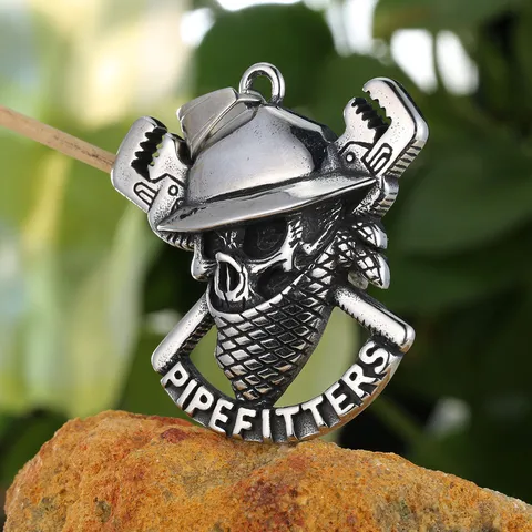 Ciondolo Teschio Pirata in Acciaio Inossidabile Punk Retro da Uomo Senza Catena Gioielli Biker Gotici