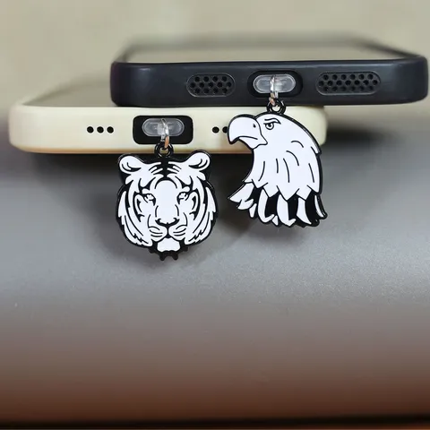 Creative Metal Tiger Eagle Leopard Phone Dust Plug Pendant Cute Animal Charm Phone Anti Dust Plug Accessories