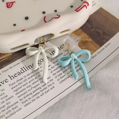 Cute Bowknot Pearl Phone Dust Plug Charm Resin Bow Charging Port Dust Cap For IOS Type C Micro USB Phone Accessories
