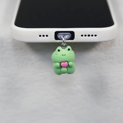 Cute Cartoon Resin Bear Frog Dust Plug Phone Charm Type-C Lightning Interface Mobile Phone Accessory Cute Decoration