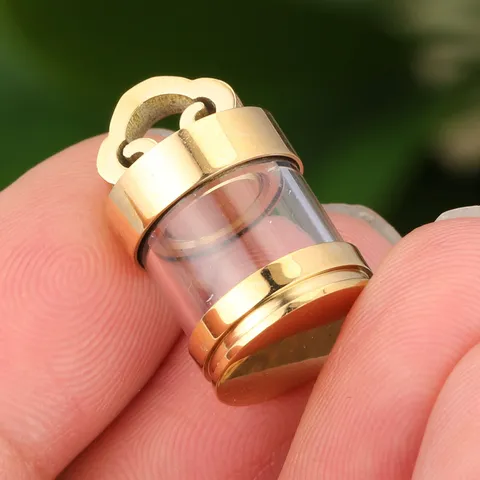 Pendant Only Stainless Steel Glass Hollow Openable Capsule Pendant With Auspicious Cloud Hanging Loop For Cinnabar Crystal Women Men Jewelry