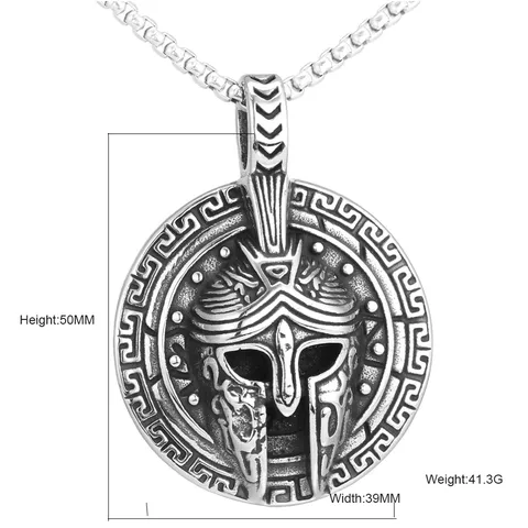 Retro Edelstahl Wikinger Krieger Helm Schild Anhänger Halskette Gothic Punk Spartanischer Krieger Anhänger Herren Schmuck