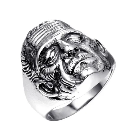 Men 316L Stainless Steel Punk Skull Ring Vintage Gothic Monster Biker Finger Ring Retro Polished Streetwear Jewelry Accessory