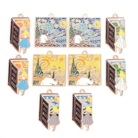 DIY Legering Emaille Sterrenhemel Boek Hanger Bedel Mode Sieraden Accessoire Voor Armband Ketting Maken