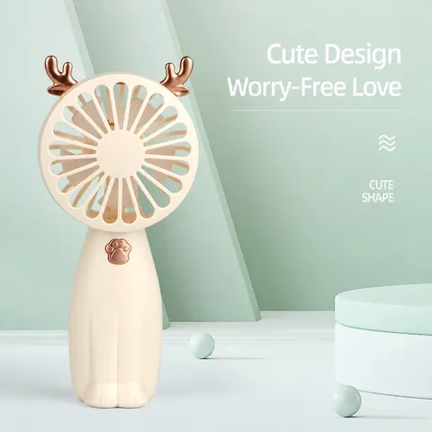 Portable Handheld Mini Fan Cute Cartoon Deer Antler Cat Ear Design Battery Operated Personal Fan For Students Travel