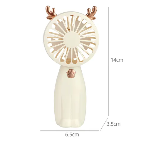 Portable Handheld Mini Fan Cute Cartoon Deer Antler Cat Ear Design Battery Operated Personal Fan For Students Travel