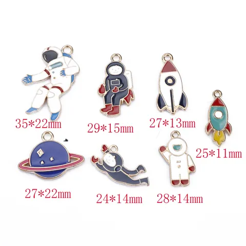 Ruimte Astronaut Raket Planeet Legering Geëmailleerde Charms DIY Sieraden Maken Accessoires Schattige Cartoon Hanger Voor Oorbellen Ketting