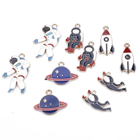Ruimte Astronaut Raket Planeet Legering Geëmailleerde Charms DIY Sieraden Maken Accessoires Schattige Cartoon Hanger Voor Oorbellen Ketting