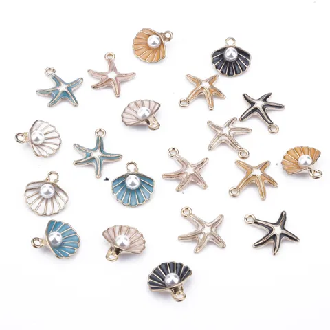 Legering Druppelolie Zeester Schelp Bedels Met Kunstparel Leuke Oceaan Stijl DIY Oorbel Sieraden Maken Accessoires