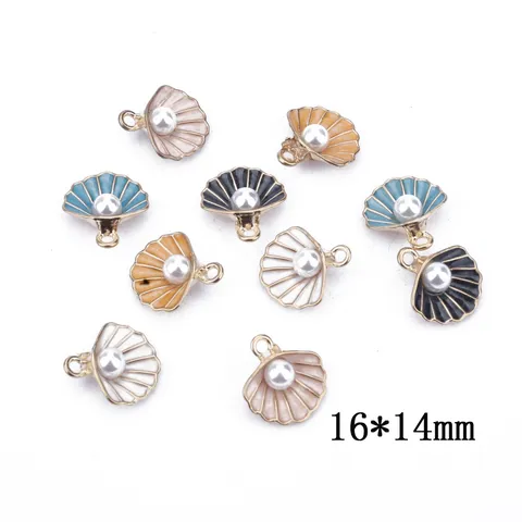 Legering Druppelolie Zeester Schelp Bedels Met Kunstparel Leuke Oceaan Stijl DIY Oorbel Sieraden Maken Accessoires