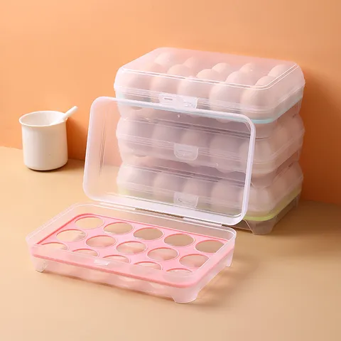 Household Plastic Egg Storage Box Portable Fridge Fresh Keeping Container Grid Egg Holder Kitchen Organizer Box