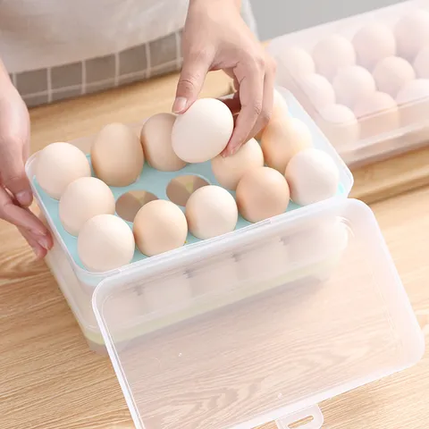 Household Plastic Egg Storage Box Portable Fridge Fresh Keeping Container Grid Egg Holder Kitchen Organizer Box