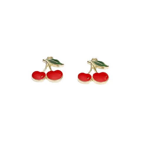 Legering Geëmailleerde Fruit Bedels DIY Sieraden Maken Accessoires Kers Citroen Avocado Peer Appel Aubergine Hanger Knutselbenodigdheden