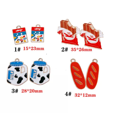 Legering Epoxy Snack Bedels DIY Sieraden Maken Accessoires Snoep Doos Chocolade Melkfles Hot Dog Toast Hangers