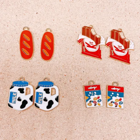 Legering Epoxy Snack Bedels DIY Sieraden Maken Accessoires Snoep Doos Chocolade Melkfles Hot Dog Toast Hangers