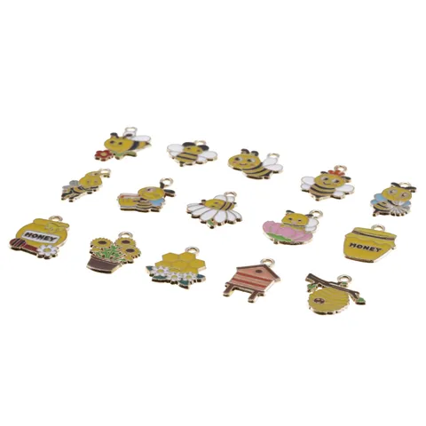 Legering Emaille Bij Honingraat Madeliefje Honingpot Hanger DIY Sleutelhanger Tas Decoratieve Bedels Sieraden Maken Accessoires