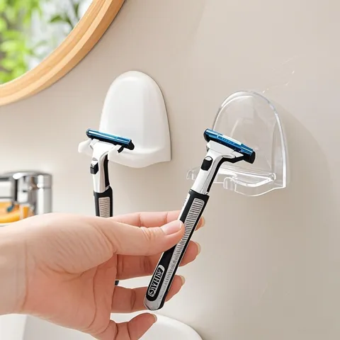 Multifunctional Punch Free Razor Holder Wall Mounted PS Plastic Shaver Storage Rack Bathroom Electric Manual Razor Stand
