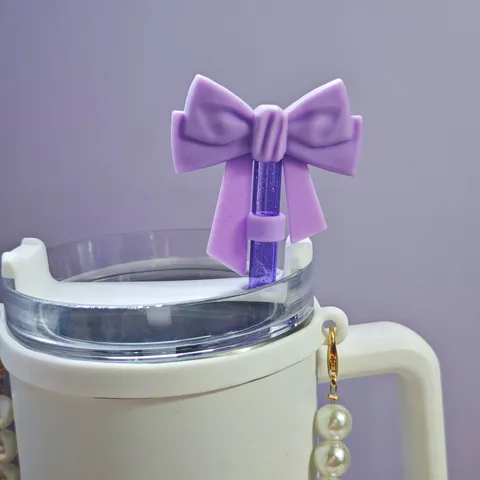 Cute Bow Silicone Straw Cover Dustproof Reusable Straw Cap Reusable Drinkware Straw Accessories For Tumbler