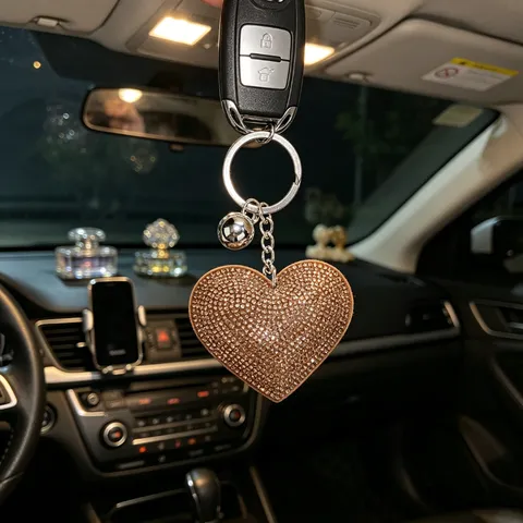 Hart Strass Leer Sleutelhanger Schattige Liefde Tas Hanger Metalen Ring Mode Auto Sleutelhanger Vrouwen Sieraden Cadeau