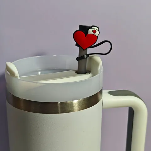 Cartoon Medical Series Silicone Straw Cover Dust Plug Reusable Straw Cap Decorative Drinkware Cup Accessories