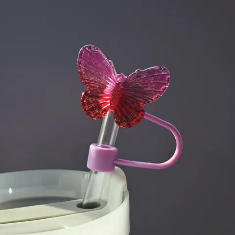 Copertura Per Cannuccia a Farfalla Placcata Iridescente E Tappo Simpatico Accessori Per Cannucce Riutilizzabili Per Tazza Stanley